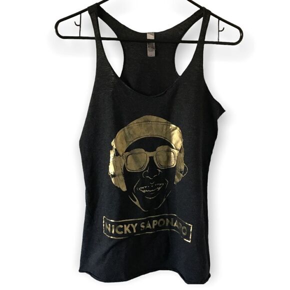 Next Level Apparel Tops - Nicky Saponaro gray and gold tank top